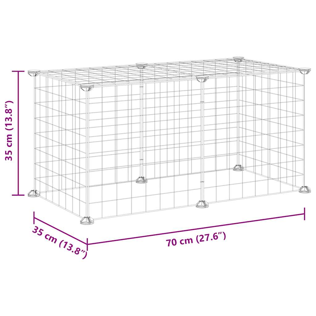 Huisdierenkooi met 8 panelen 35x35 cm staal zwart is nu te koop bij PeponiXL, paradijselijk wonen!
