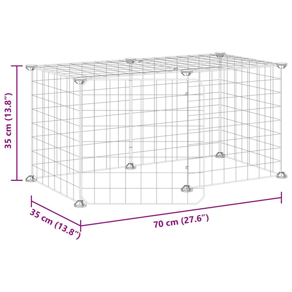 Huisdierenkooi met deur 8 panelen 35x35 cm staal zwart is nu te koop bij PeponiXL, paradijselijk wonen!