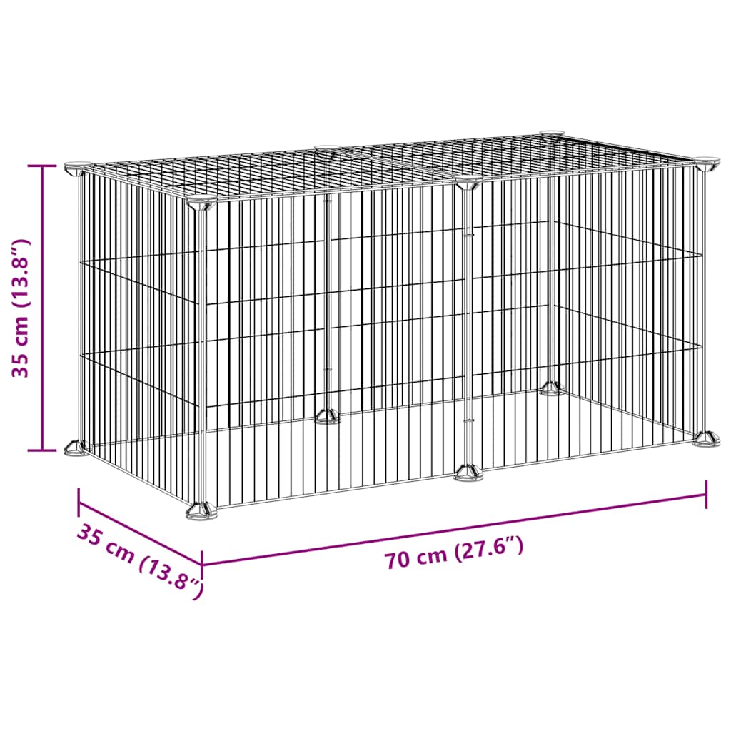 Huisdierenkooi met 8 panelen 35x35 cm staal zwart is nu te koop bij PeponiXL, paradijselijk wonen!