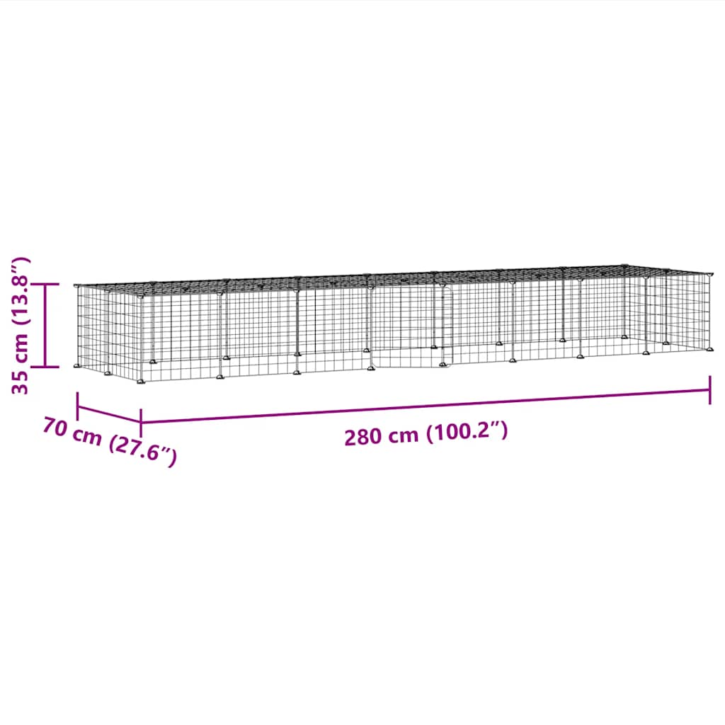Huisdierenkooi met deur 36 panelen 35x35 cm staal zwart is nu te koop bij PeponiXL, paradijselijk wonen!