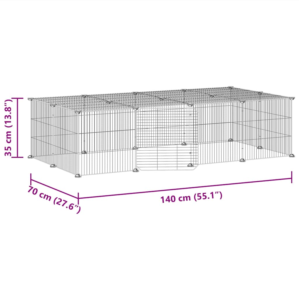 Huisdierenkooi met deur 20 panelen 35x35 cm staal zwart is nu te koop bij PeponiXL, paradijselijk wonen!