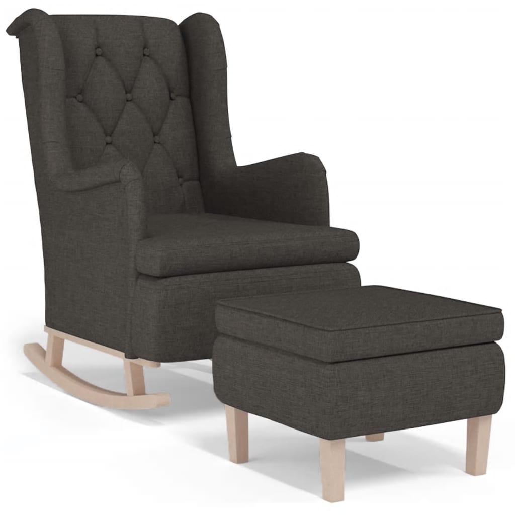 Fauteuil met schommelpoten en voetenbank stof donkergrijs is nu te koop bij PeponiXL, paradijselijk wonen!