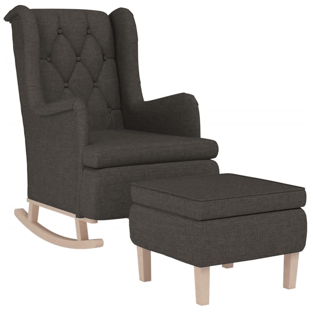 Fauteuil met schommelpoten en voetenbank stof donkergrijs is nu te koop bij PeponiXL, paradijselijk wonen!