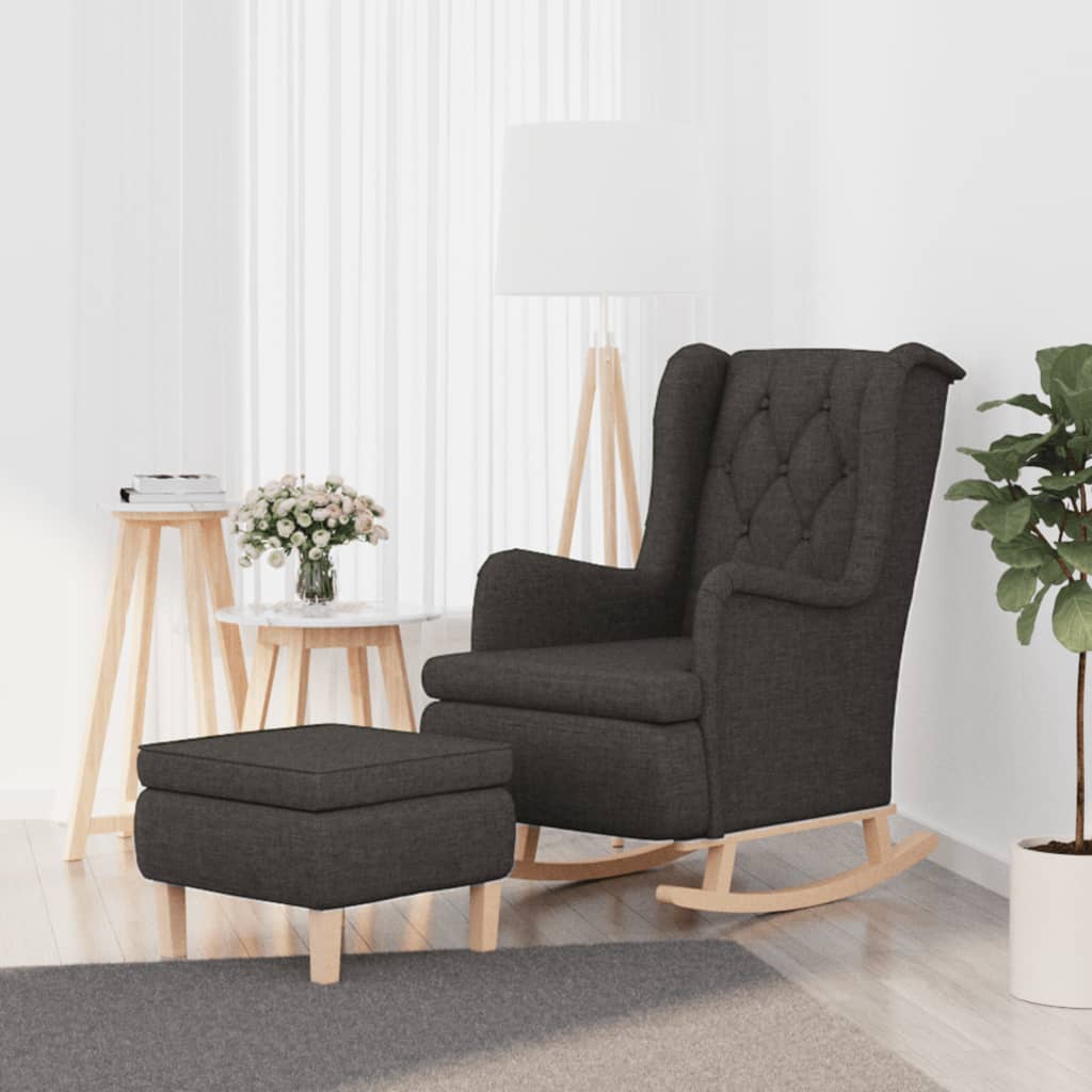 Fauteuil met schommelpoten en voetenbank stof donkergrijs is nu te koop bij PeponiXL, paradijselijk wonen!
