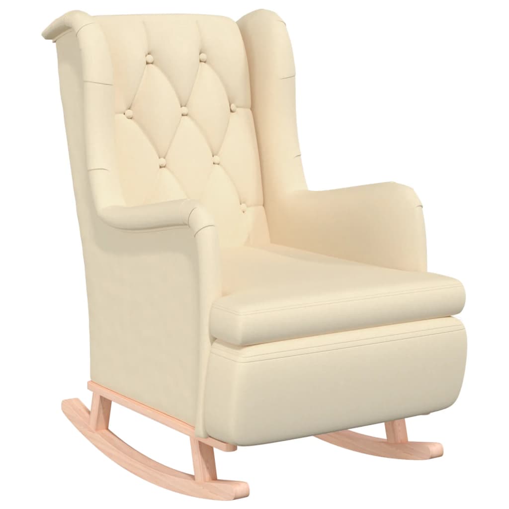 Fauteuil met schommelpoten en voetenbank stof crèmekleurig is nu te koop bij PeponiXL, paradijselijk wonen!