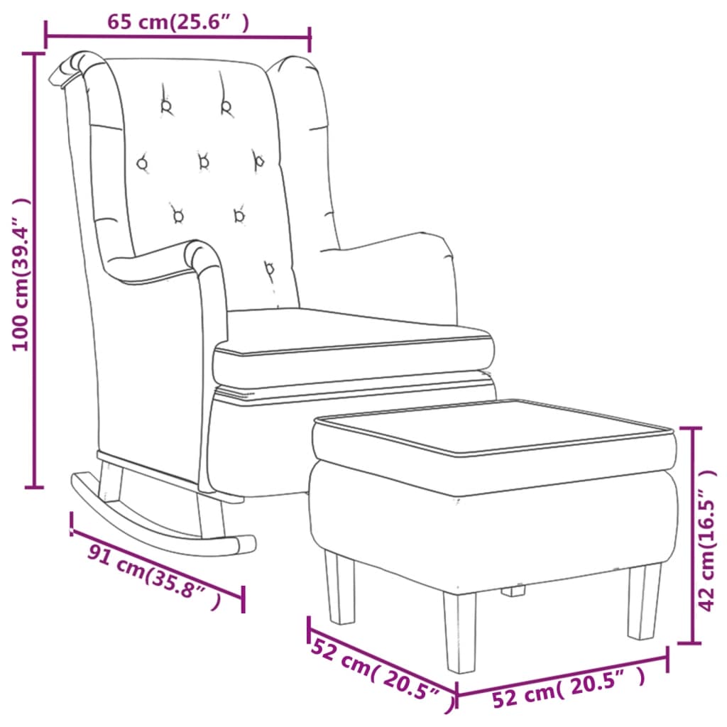 Fauteuil met schommelpoten en voetenbank stof crèmekleurig is nu te koop bij PeponiXL, paradijselijk wonen!
