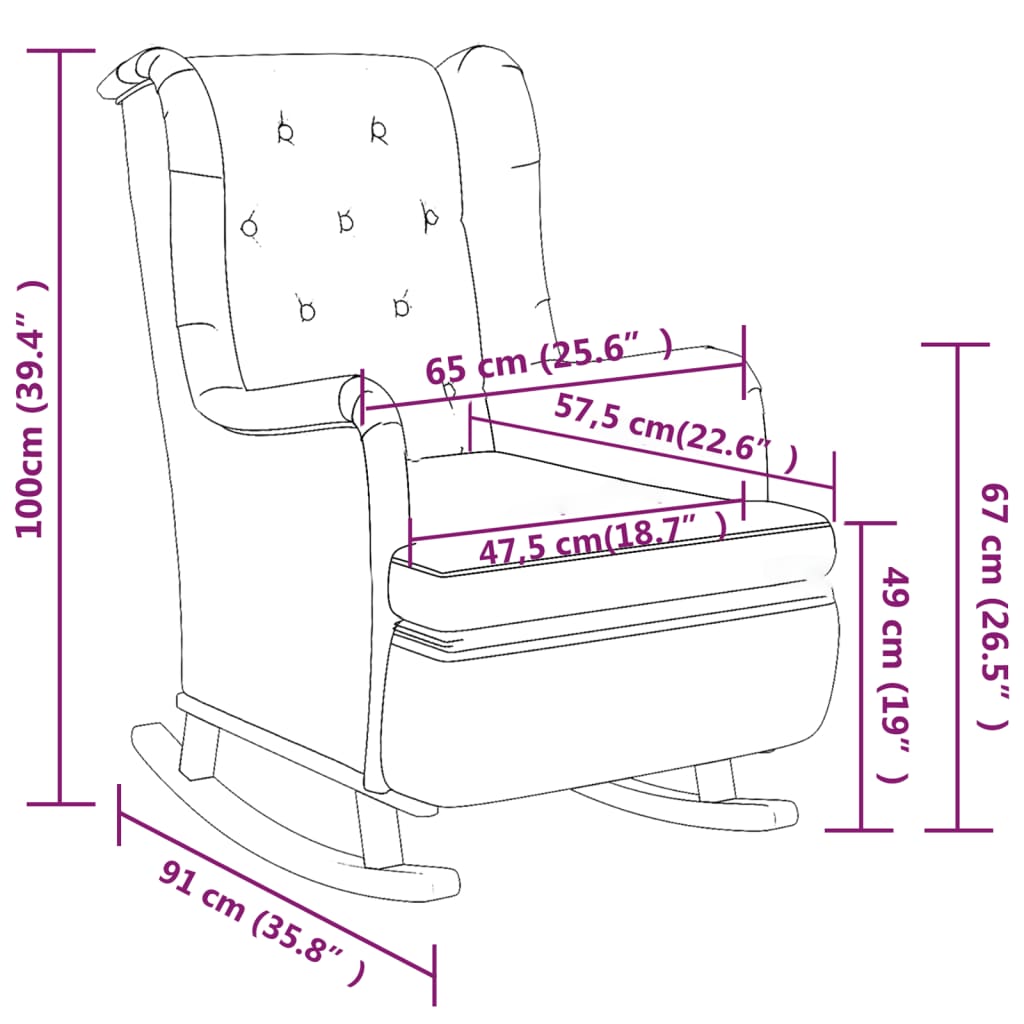 Fauteuil met schommelpoten en voetenbank stof crèmekleurig is nu te koop bij PeponiXL, paradijselijk wonen!