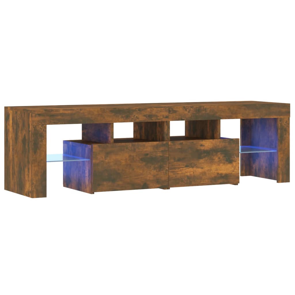 Tv-meubel LED-verlichting 140x36,5x40 cm gerookt eikenkleurig is nu te koop bij PeponiXL, paradijselijk wonen!