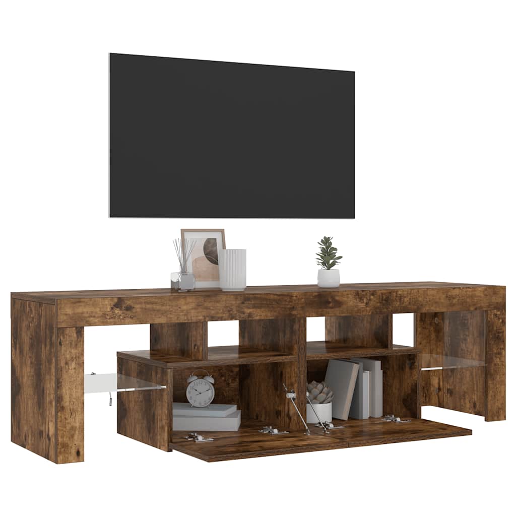 Tv-meubel LED-verlichting 140x36,5x40 cm gerookt eikenkleurig is nu te koop bij PeponiXL, paradijselijk wonen!