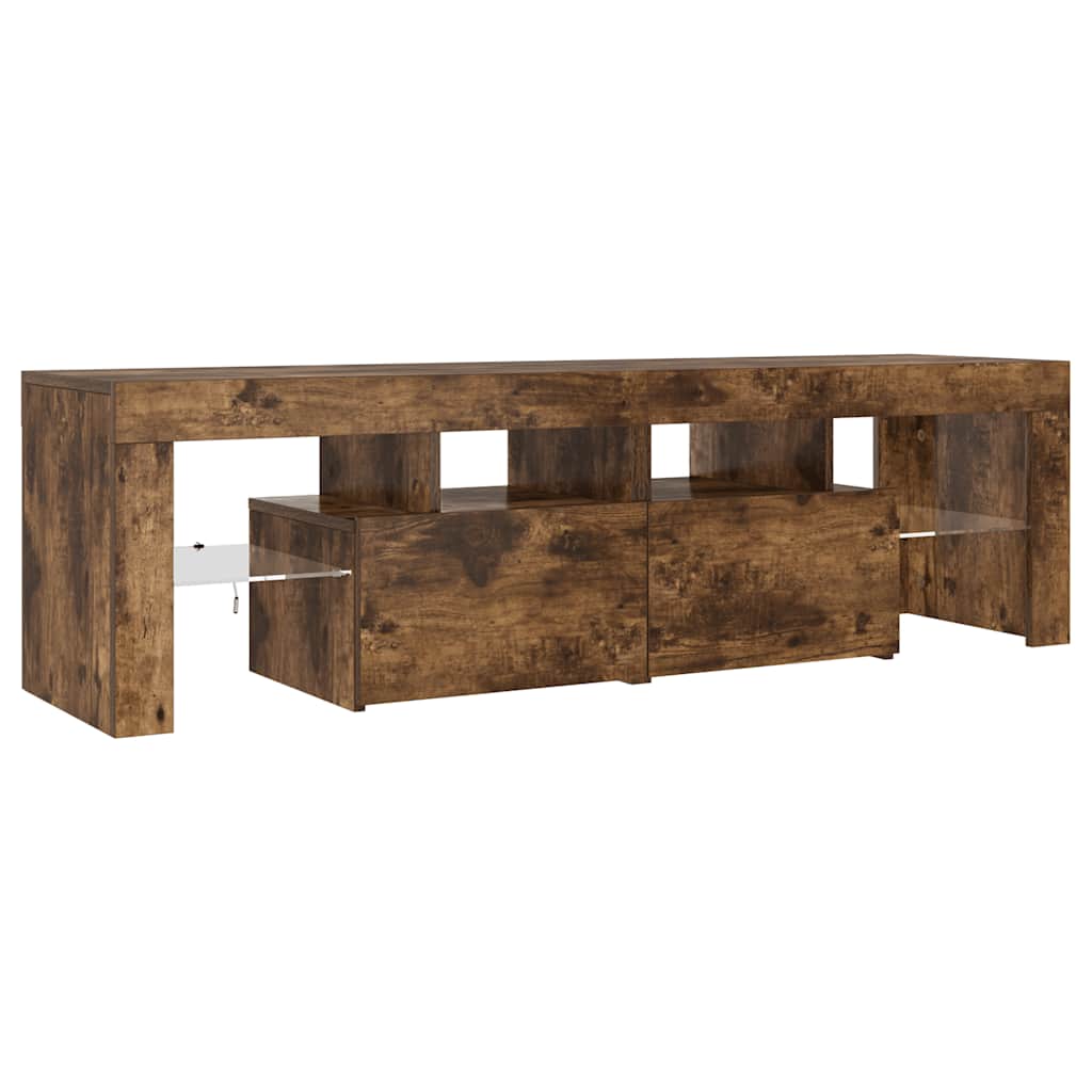 Tv-meubel LED-verlichting 140x36,5x40 cm gerookt eikenkleurig is nu te koop bij PeponiXL, paradijselijk wonen!