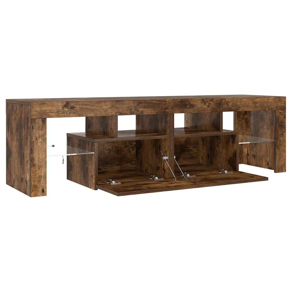 Tv-meubel LED-verlichting 140x36,5x40 cm gerookt eikenkleurig is nu te koop bij PeponiXL, paradijselijk wonen!
