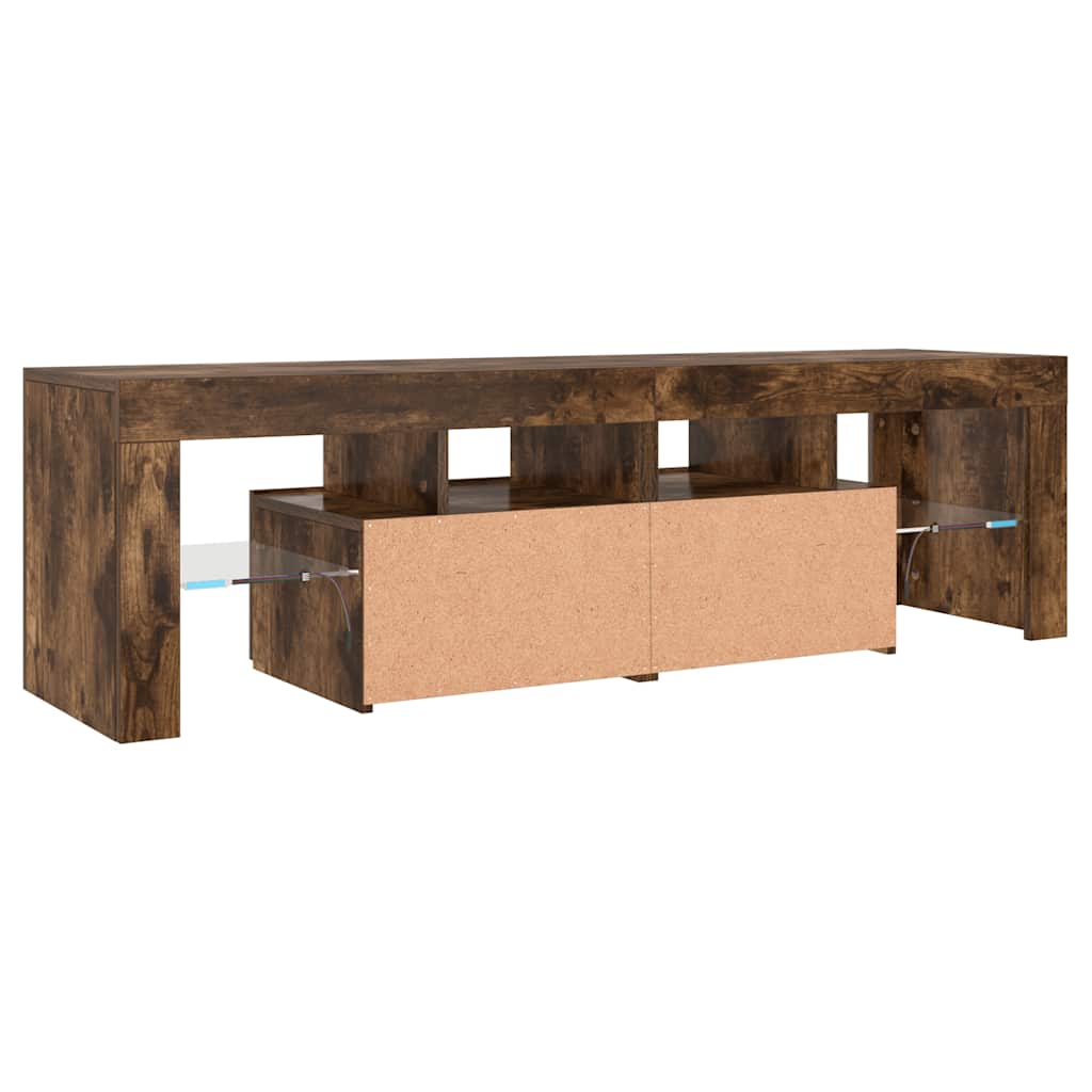 Tv-meubel LED-verlichting 140x36,5x40 cm gerookt eikenkleurig is nu te koop bij PeponiXL, paradijselijk wonen!