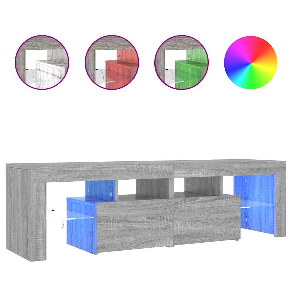 Tv-meubel met LED-verlichting 140x36,5x40 cm grijs sonoma eiken is nu te koop bij PeponiXL, paradijselijk wonen!