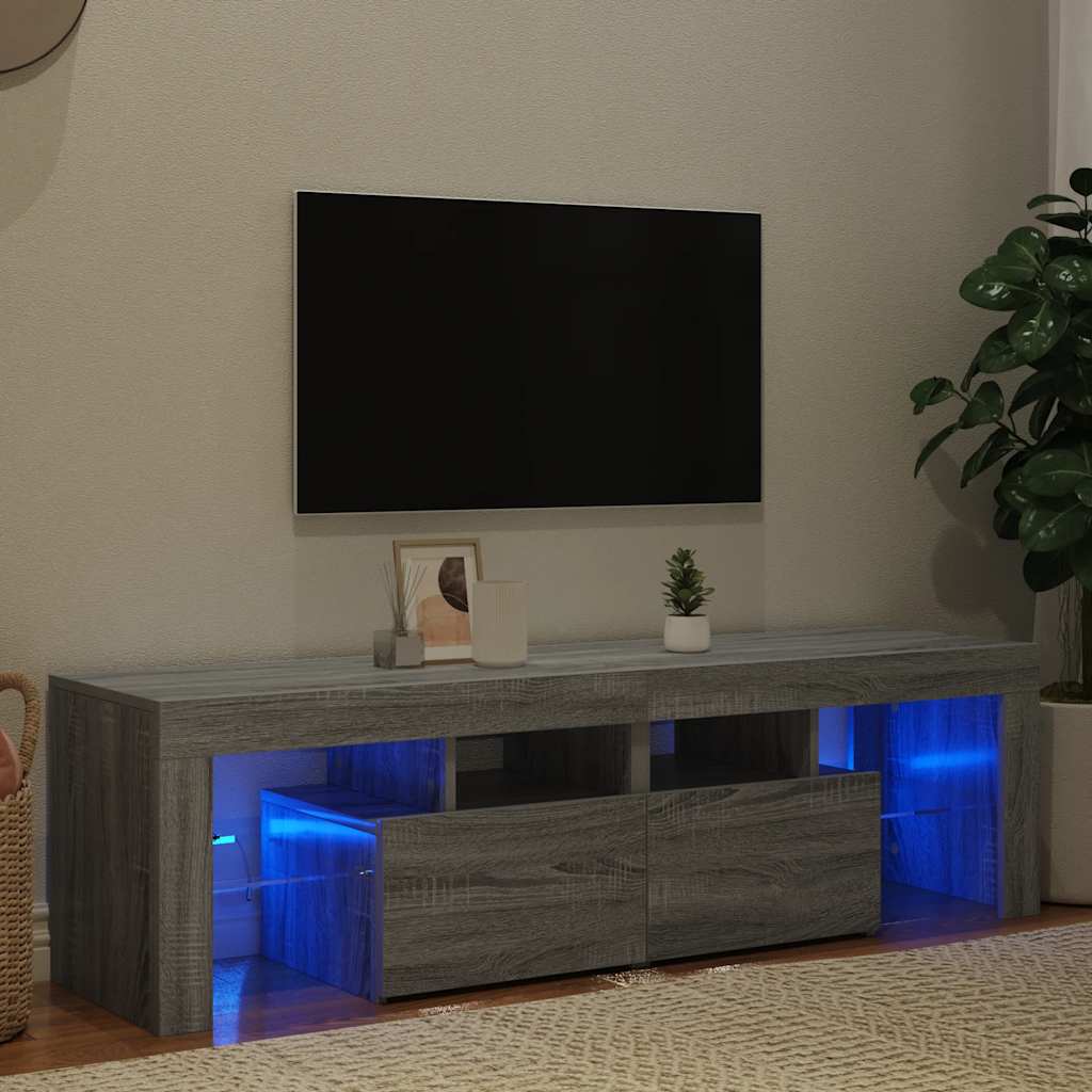 Tv-meubel met LED-verlichting 140x36,5x40 cm grijs sonoma eiken is nu te koop bij PeponiXL, paradijselijk wonen!