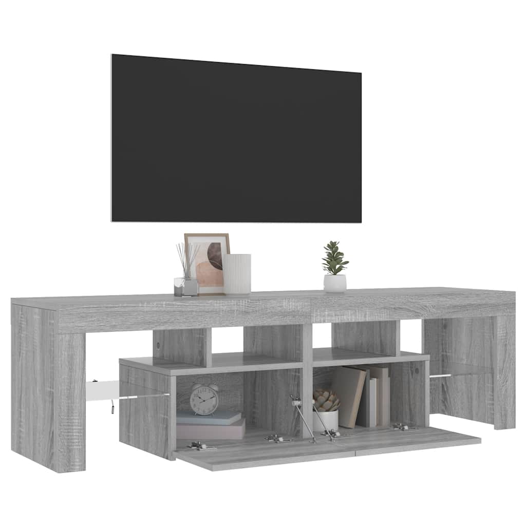 Tv-meubel met LED-verlichting 140x36,5x40 cm grijs sonoma eiken is nu te koop bij PeponiXL, paradijselijk wonen!