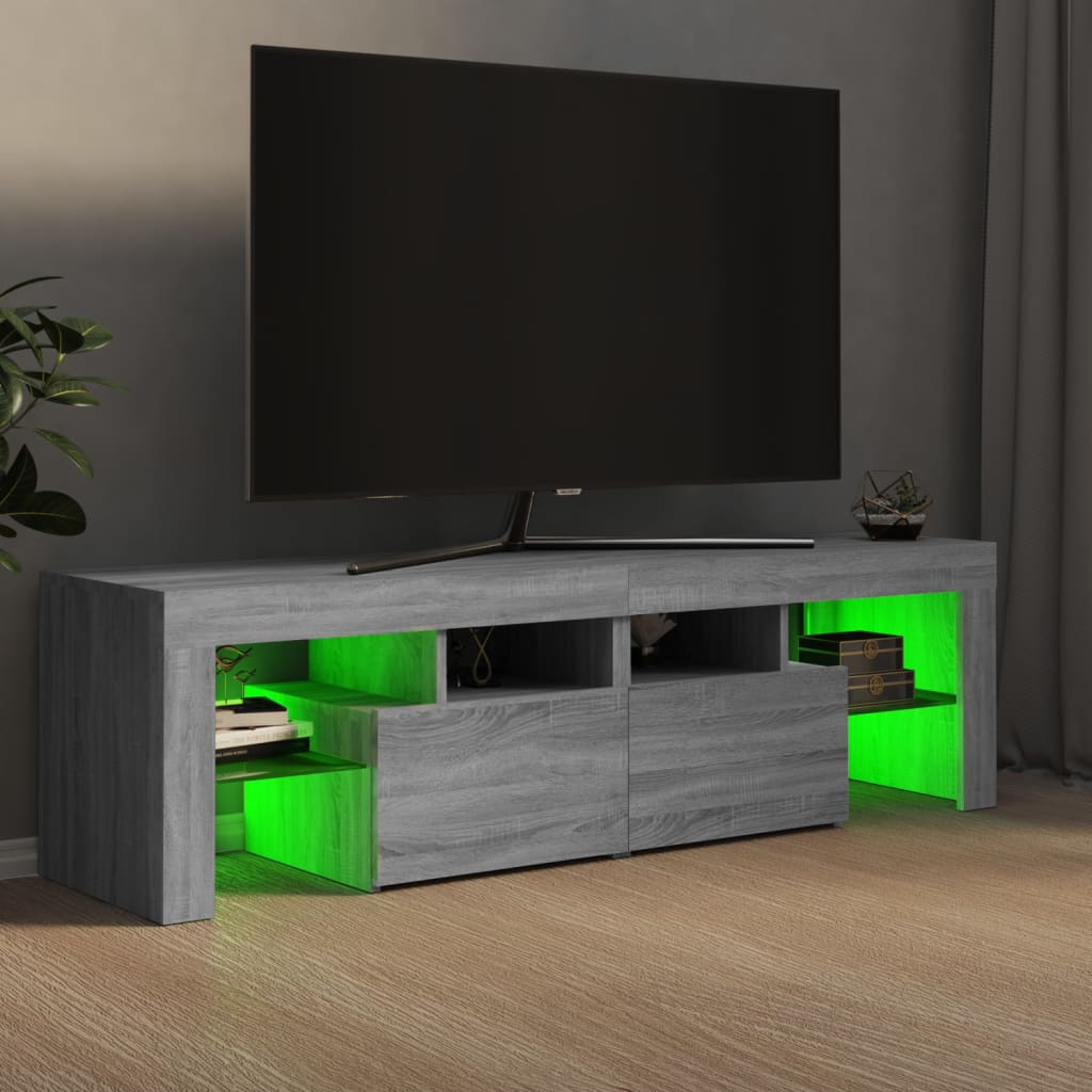 Tv-meubel met LED-verlichting 140x36,5x40 cm grijs sonoma eiken is nu te koop bij PeponiXL, paradijselijk wonen!