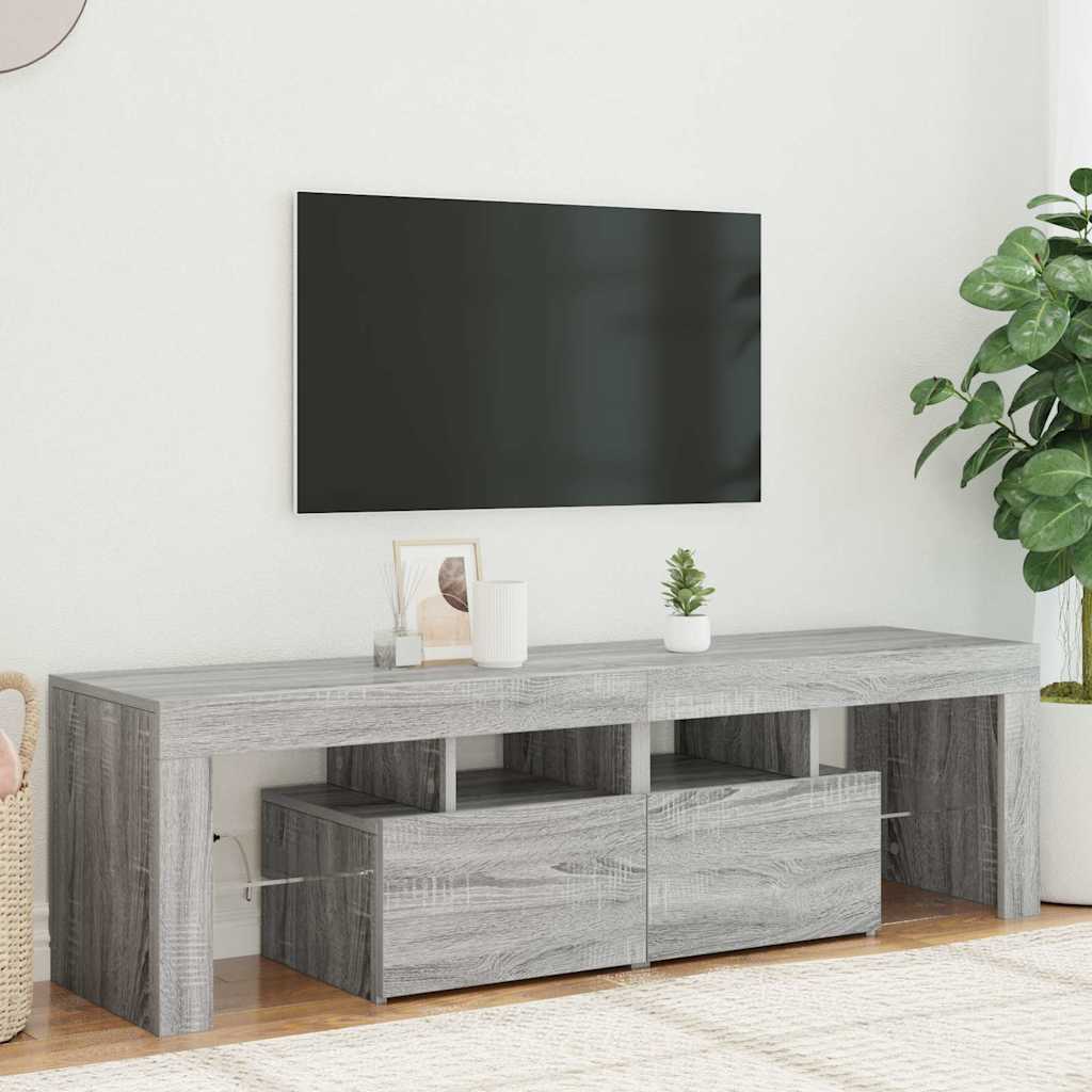 Tv-meubel met LED-verlichting 140x36,5x40 cm grijs sonoma eiken is nu te koop bij PeponiXL, paradijselijk wonen!