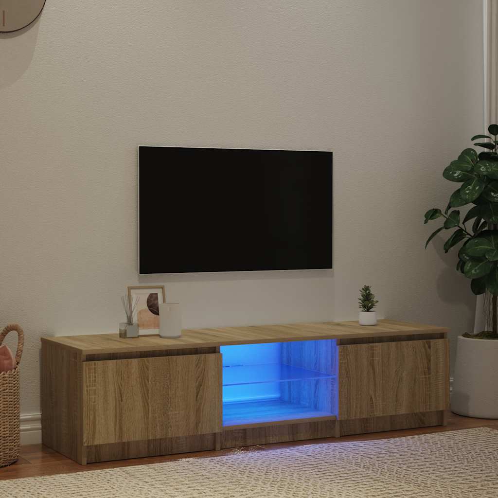 Tv-meubel LED-verlichting 140x40x36 cm gerookt eikenkleurig is nu te koop bij PeponiXL, paradijselijk wonen!