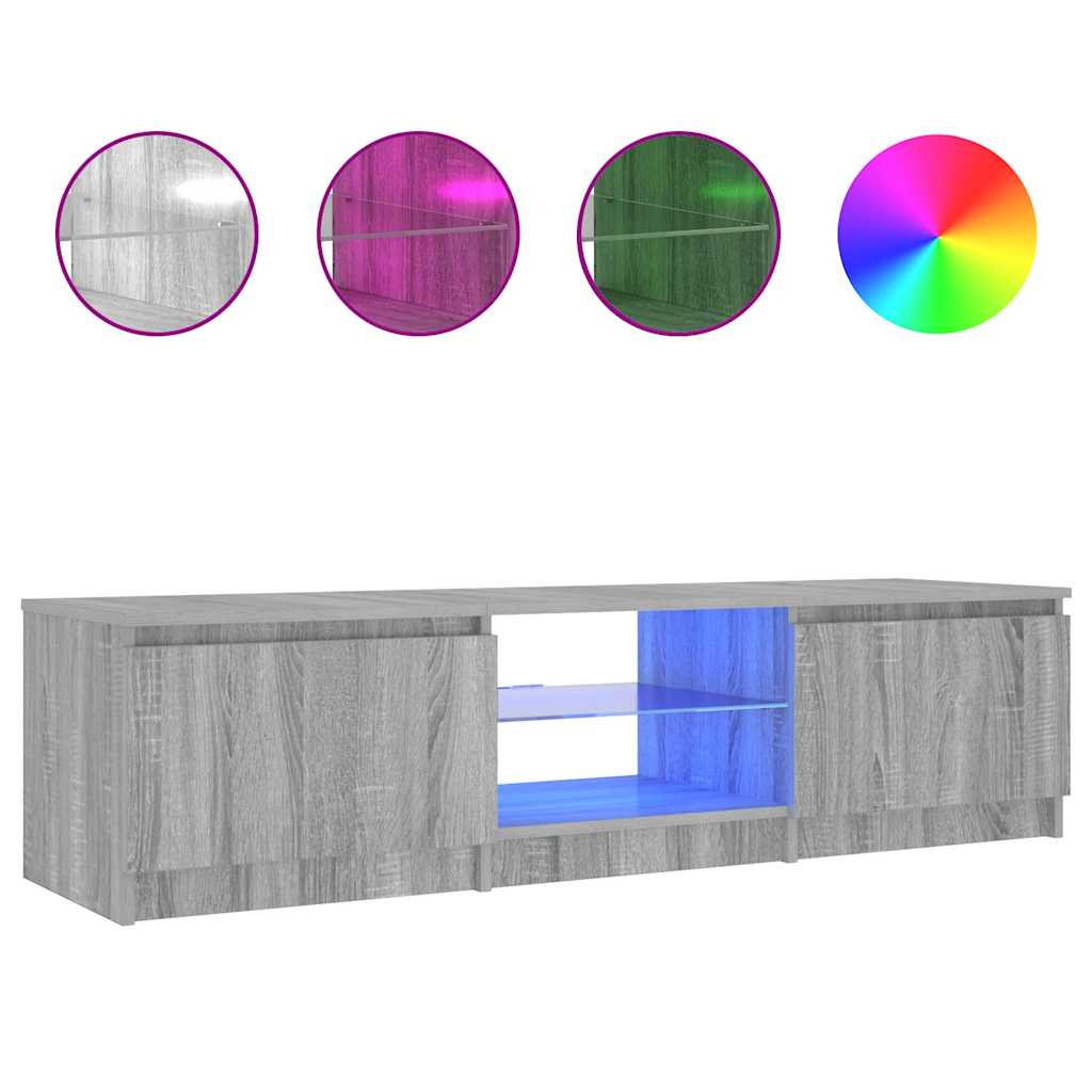 Tv-meubel met LED-verlichting 140x40x36 cm grijs sonoma eiken is nu te koop bij PeponiXL, paradijselijk wonen!
