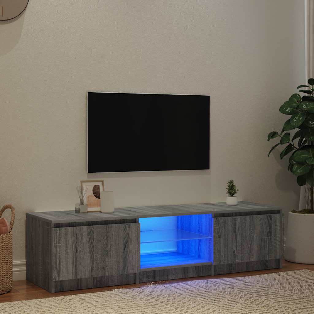 Tv-meubel met LED-verlichting 140x40x36 cm grijs sonoma eiken is nu te koop bij PeponiXL, paradijselijk wonen!