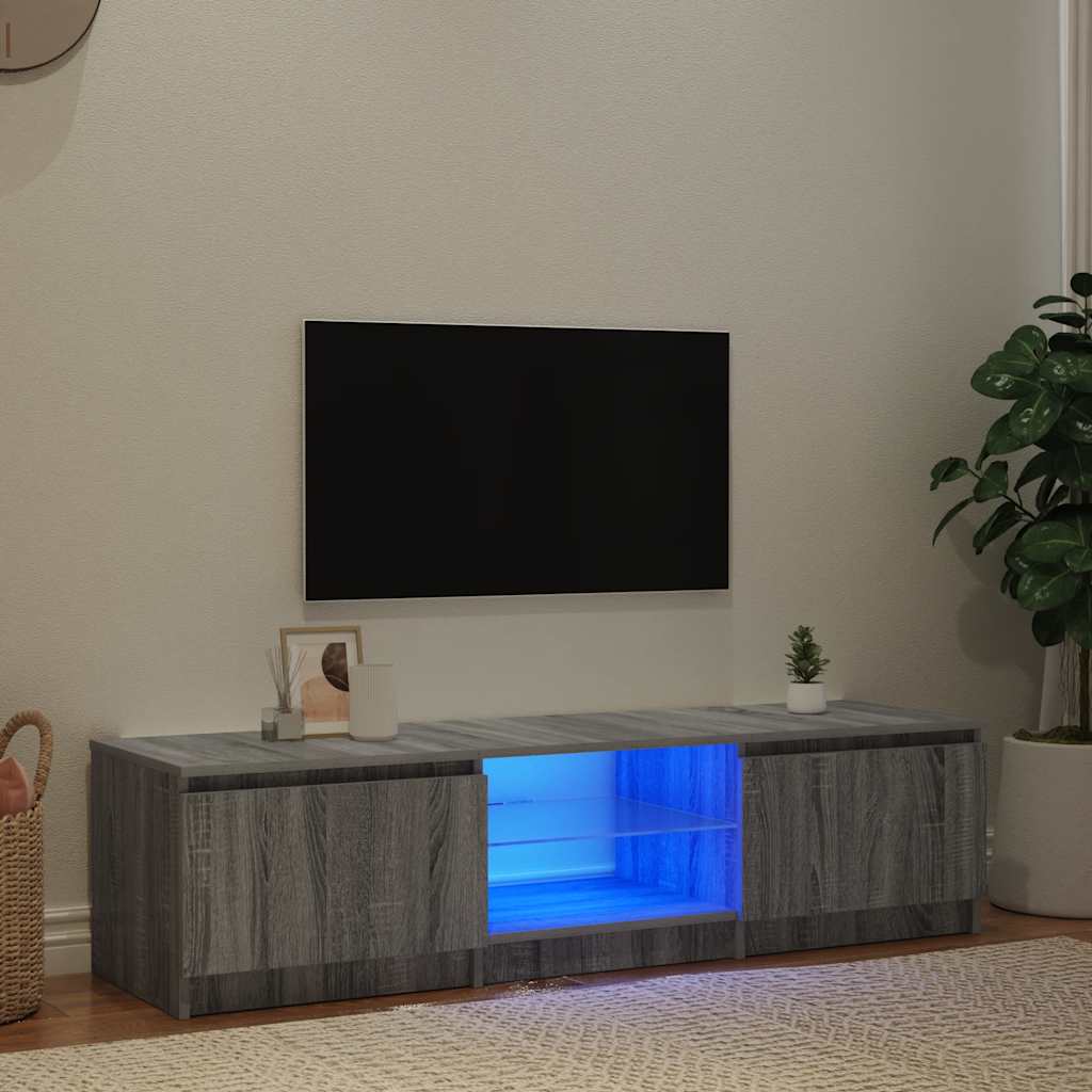 Tv-meubel met LED-verlichting 140x40x36 cm grijs sonoma eiken is nu te koop bij PeponiXL, paradijselijk wonen!