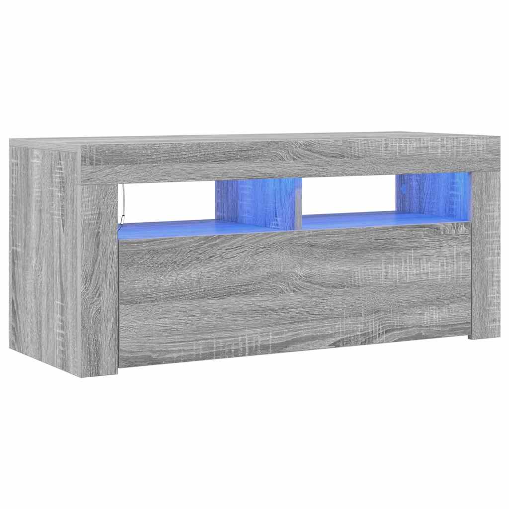 Tv-meubel met LED-verlichting 90x35x40 cm grijs sonoma eiken is nu te koop bij PeponiXL, paradijselijk wonen!