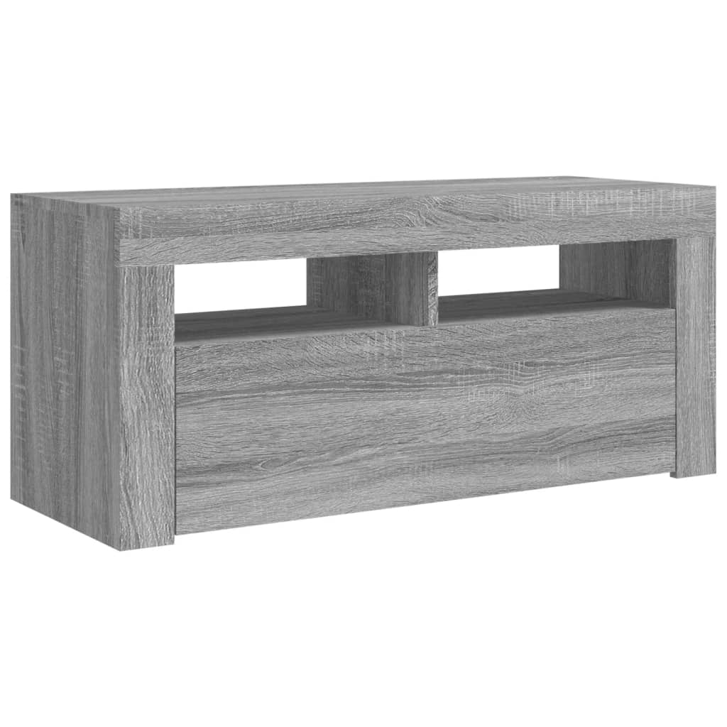 Tv-meubel met LED-verlichting 90x35x40 cm grijs sonoma eiken is nu te koop bij PeponiXL, paradijselijk wonen!