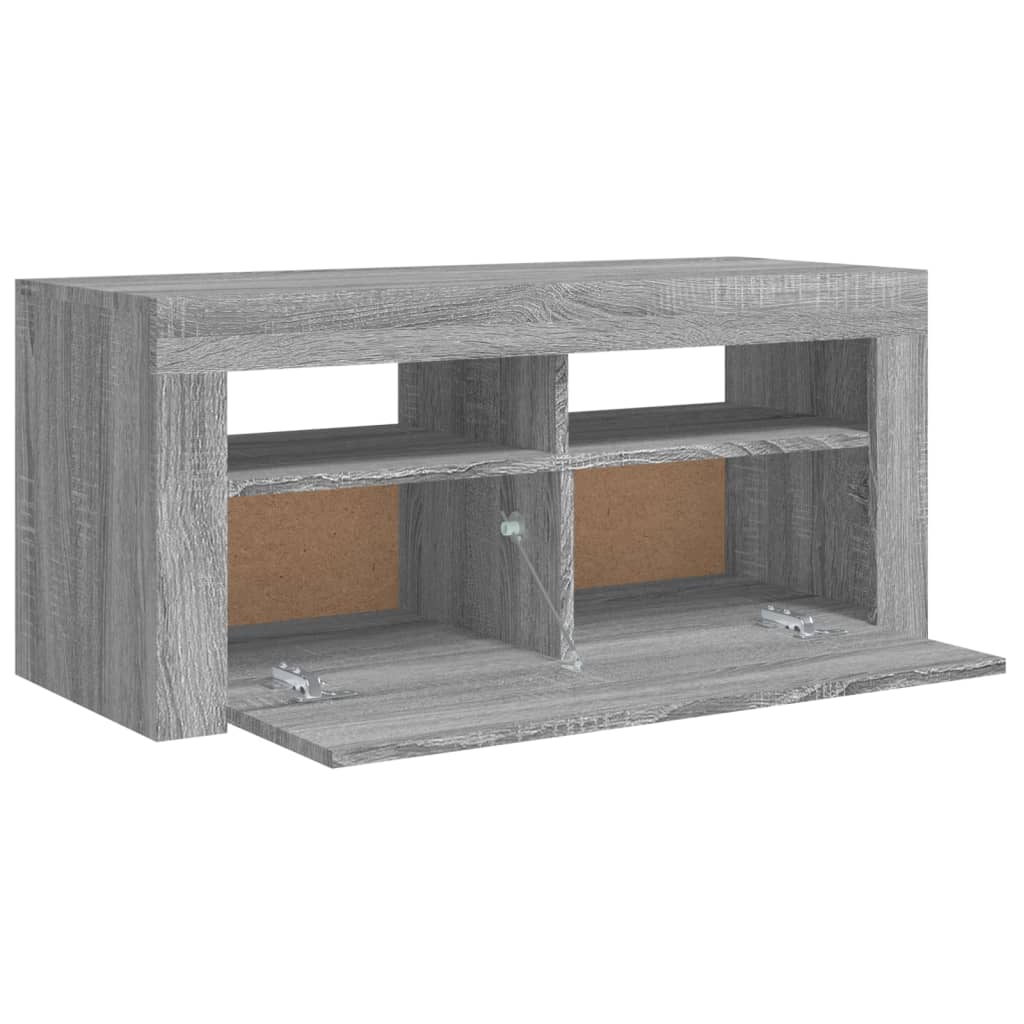 Tv-meubel met LED-verlichting 90x35x40 cm grijs sonoma eiken is nu te koop bij PeponiXL, paradijselijk wonen!