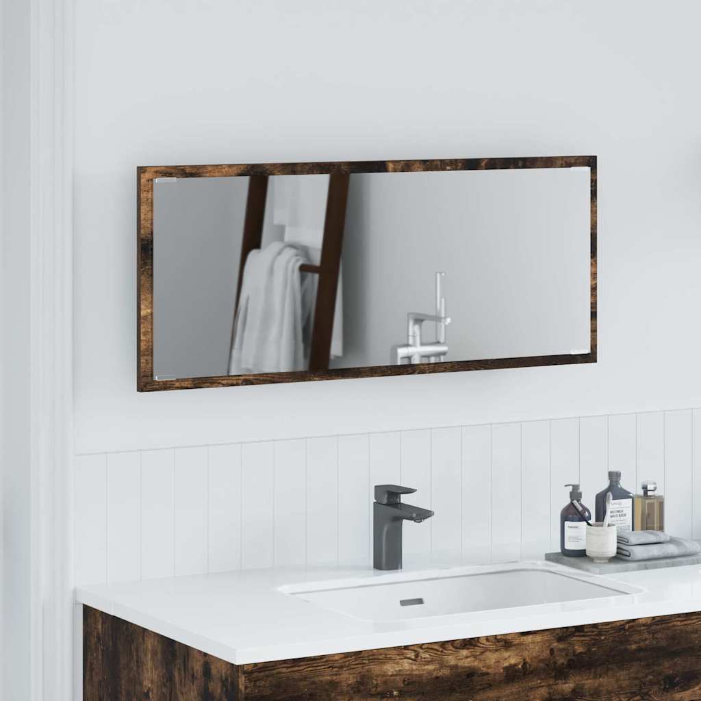 Spiegel met spiegel Gerookt eiken 90 x 8,5 x 37 cm Bewerkt hout is nu te koop bij PeponiXL, paradijselijk wonen!