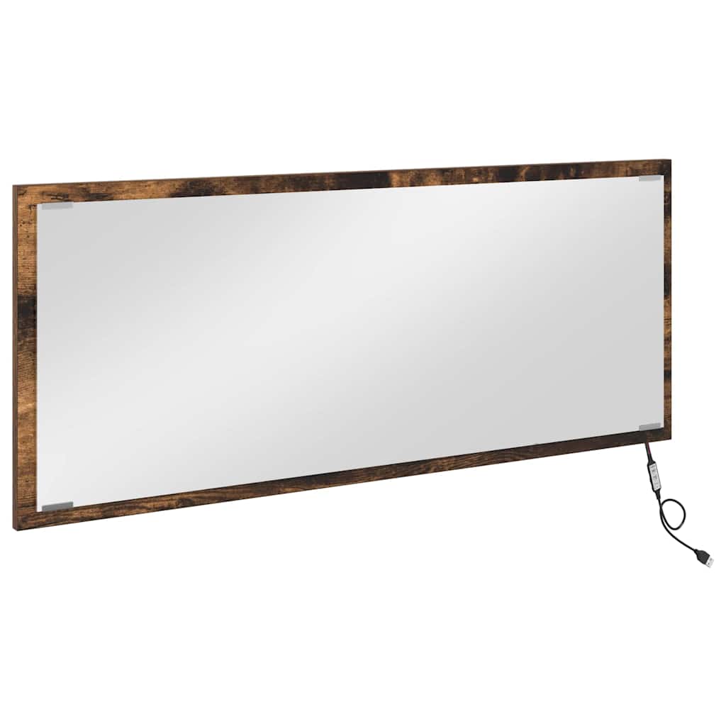 Spiegel met spiegel Gerookt eiken 90 x 8,5 x 37 cm Bewerkt hout is nu te koop bij PeponiXL, paradijselijk wonen!
