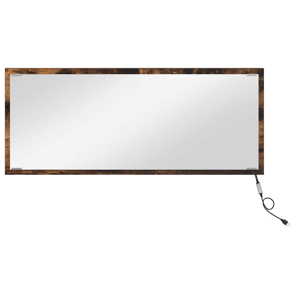 Spiegel met spiegel Gerookt eiken 90 x 8,5 x 37 cm Bewerkt hout is nu te koop bij PeponiXL, paradijselijk wonen!