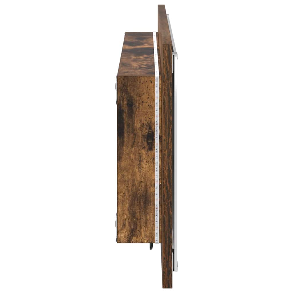 Spiegel met spiegel Gerookt eiken 90 x 8,5 x 37 cm Bewerkt hout is nu te koop bij PeponiXL, paradijselijk wonen!
