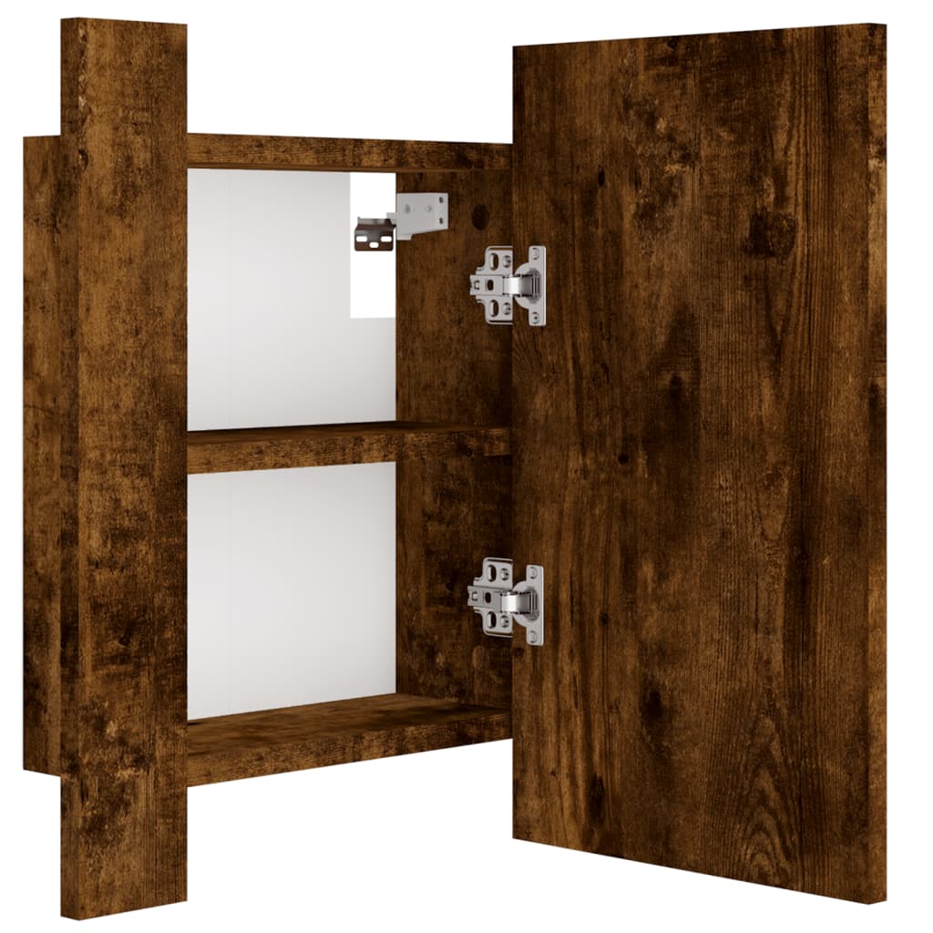 Badkamerspiegelkast LED 40x12x45 cm bewerkt hout gerookt eiken is nu te koop bij PeponiXL, paradijselijk wonen!