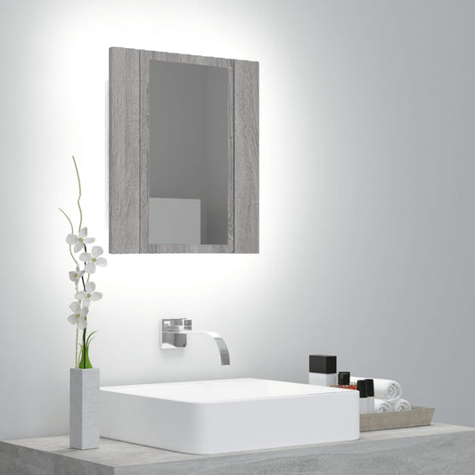 Badkamerspiegelkast LED 40x12x45 cm bewerkt hout grijs sonoma is nu te koop bij PeponiXL, paradijselijk wonen!