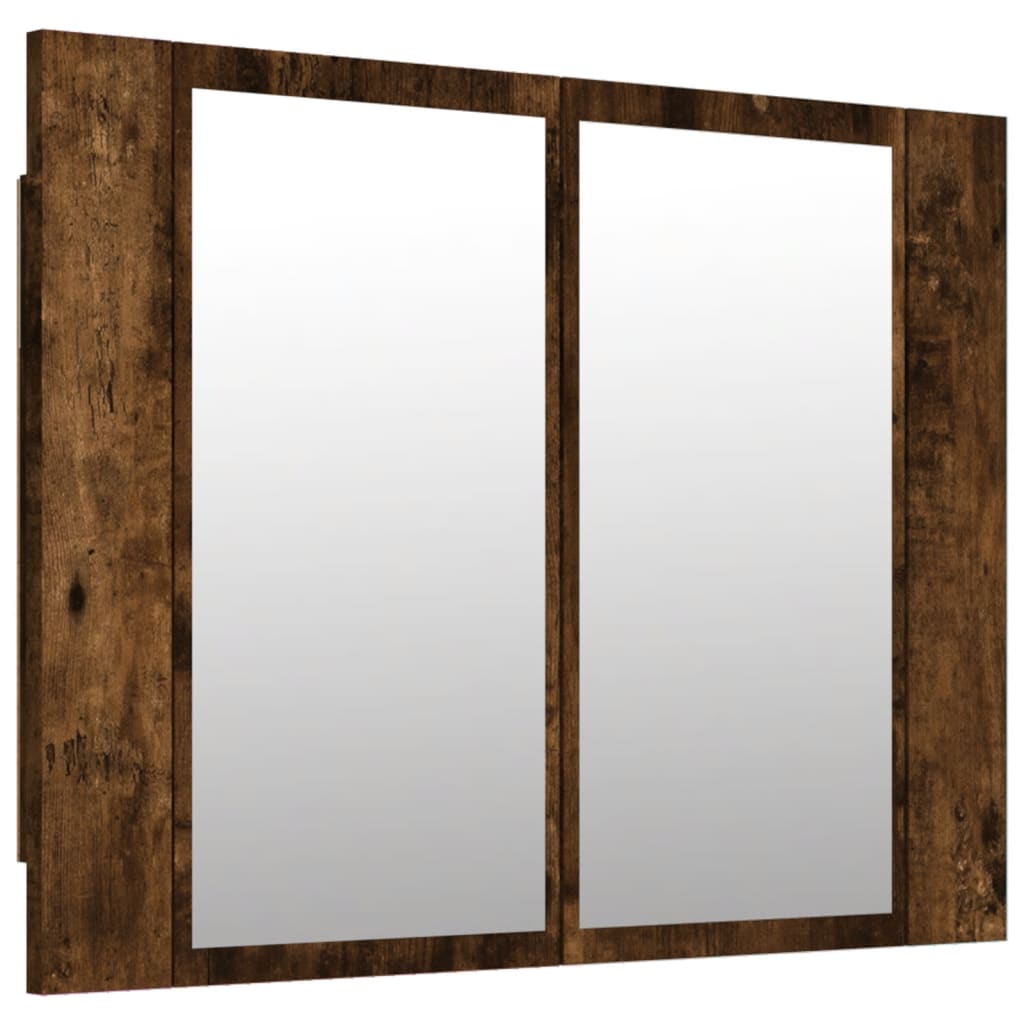 Spiegelkast LED 60x12x45 cm bewerkt hout gerookt eikenkleurig is nu te koop bij PeponiXL, paradijselijk wonen!