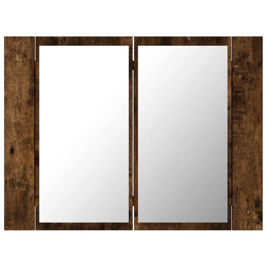 Spiegelkast LED 60x12x45 cm bewerkt hout gerookt eikenkleurig is nu te koop bij PeponiXL, paradijselijk wonen!