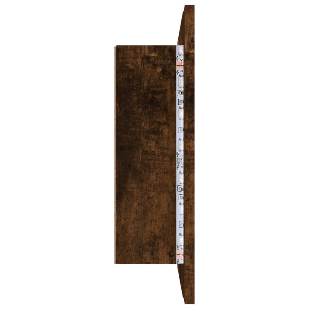 Spiegelkast LED 60x12x45 cm bewerkt hout gerookt eikenkleurig is nu te koop bij PeponiXL, paradijselijk wonen!