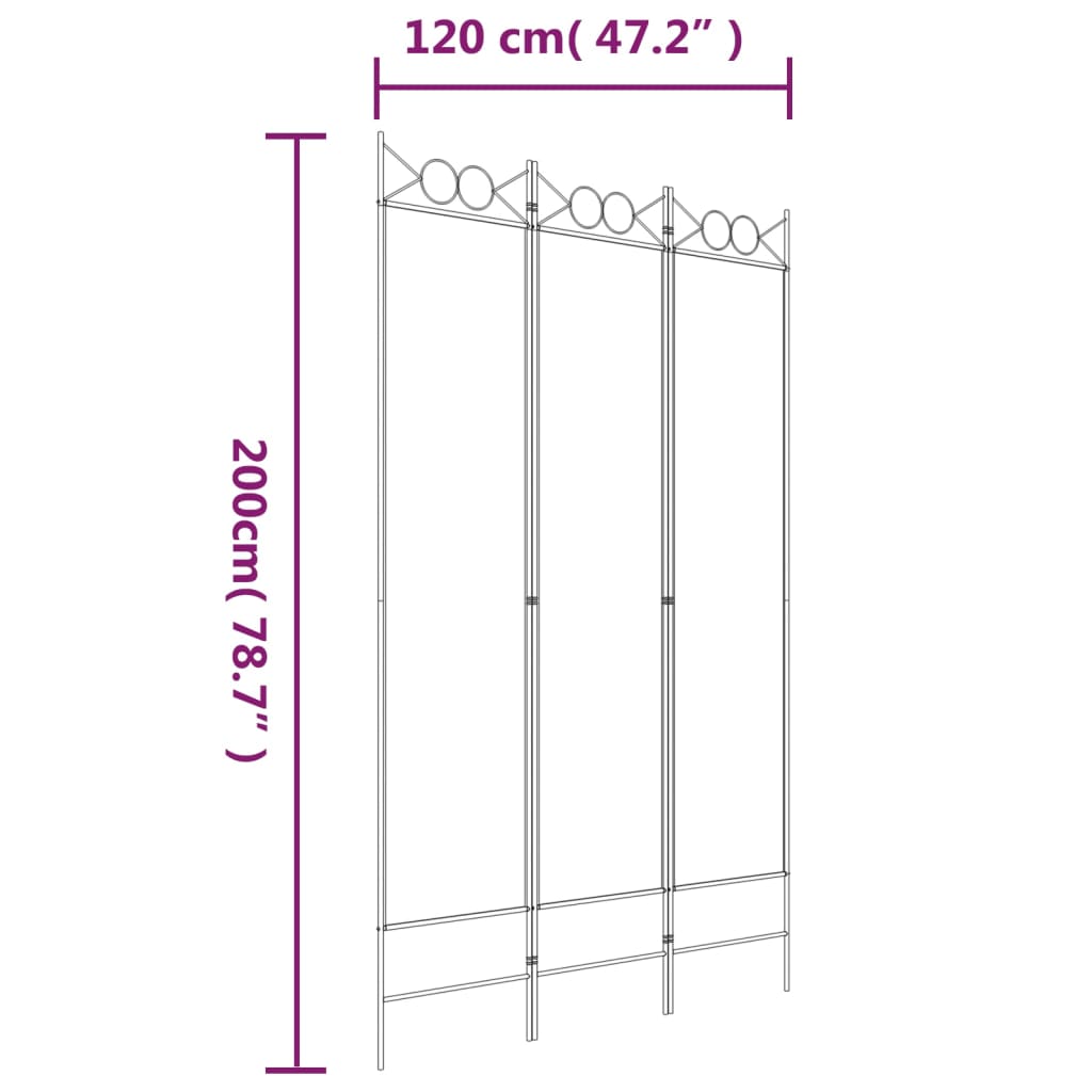 Kamerscherm met 3 panelen 120x200 cm stof wit is nu te koop bij PeponiXL, paradijselijk wonen!