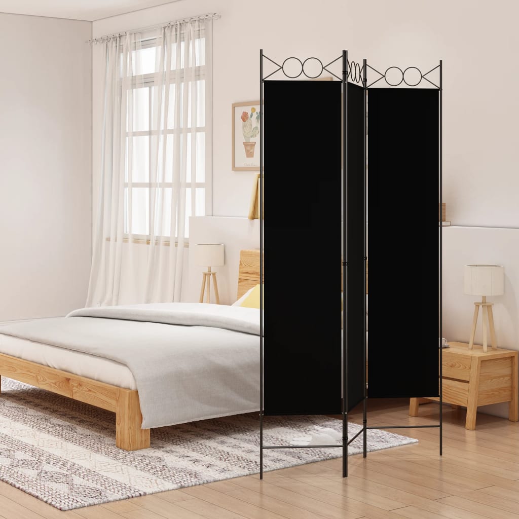 Kamerscherm met 3 panelen 120x200 cm stof zwart is nu te koop bij PeponiXL, paradijselijk wonen!