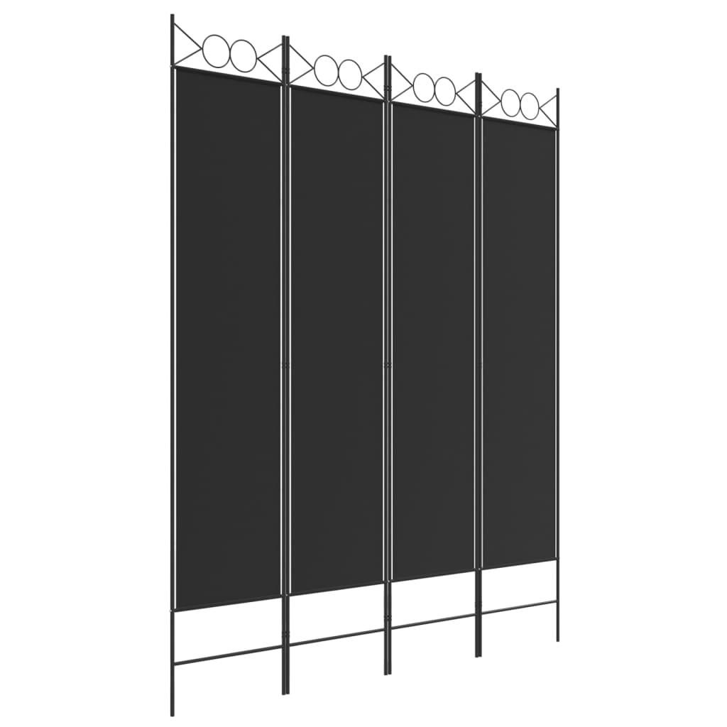 Kamerscherm met 4 panelen 160x200 cm stof zwart is nu te koop bij PeponiXL, paradijselijk wonen!