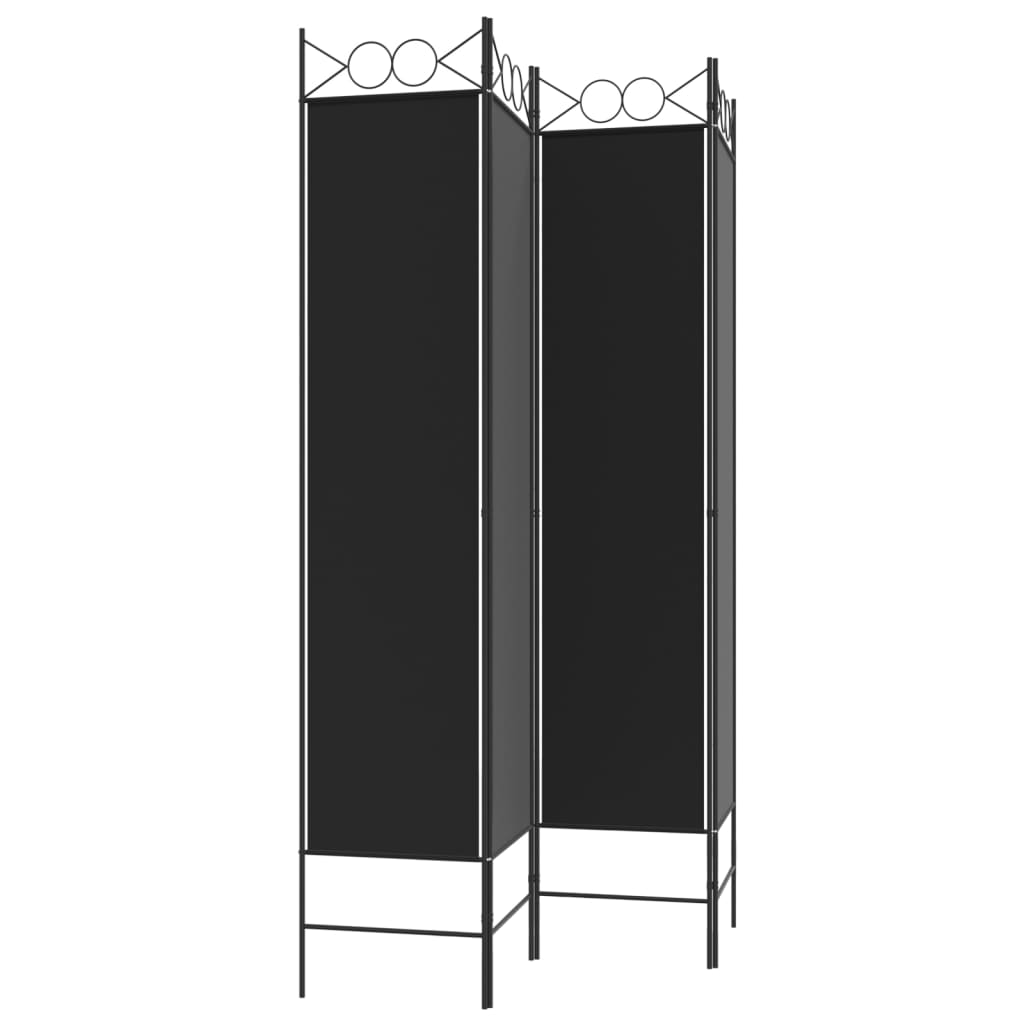 Kamerscherm met 4 panelen 160x200 cm stof zwart is nu te koop bij PeponiXL, paradijselijk wonen!