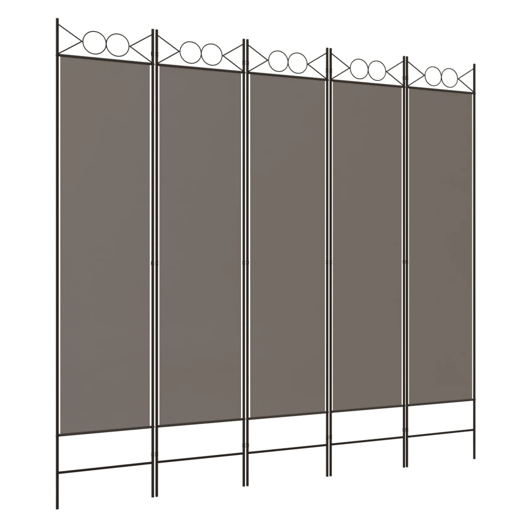 Kamerscherm met 5 panelen 200x200 cm stof antracietkleurig is nu te koop bij PeponiXL, paradijselijk wonen!