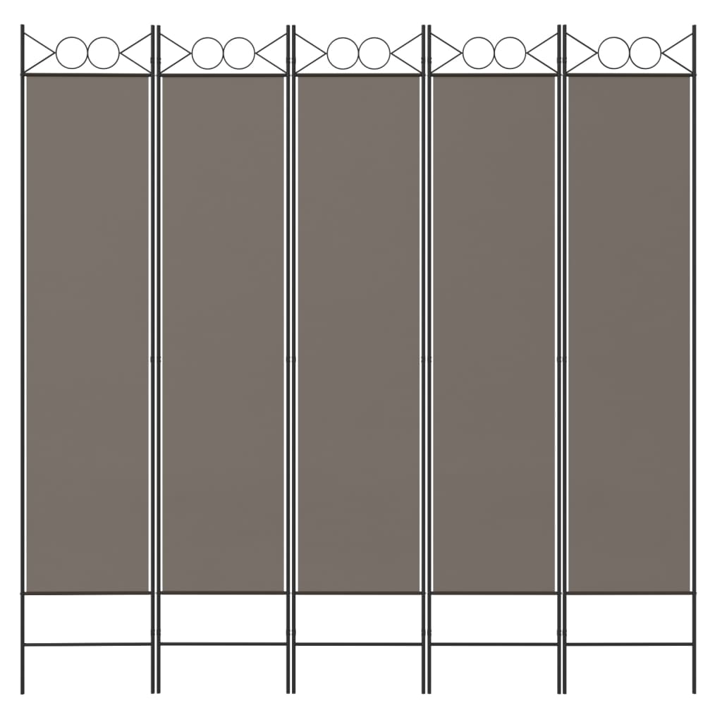 Kamerscherm met 5 panelen 200x200 cm stof antracietkleurig is nu te koop bij PeponiXL, paradijselijk wonen!