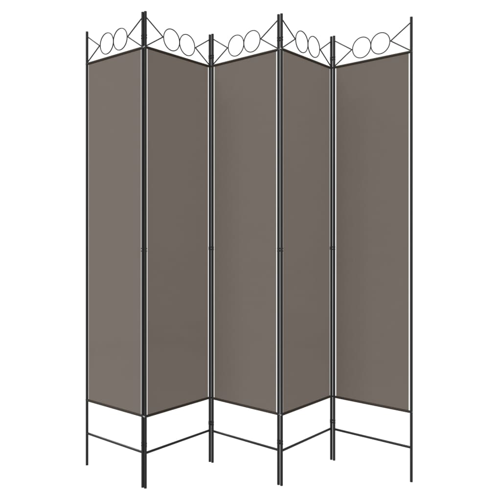 Kamerscherm met 5 panelen 200x200 cm stof antracietkleurig is nu te koop bij PeponiXL, paradijselijk wonen!