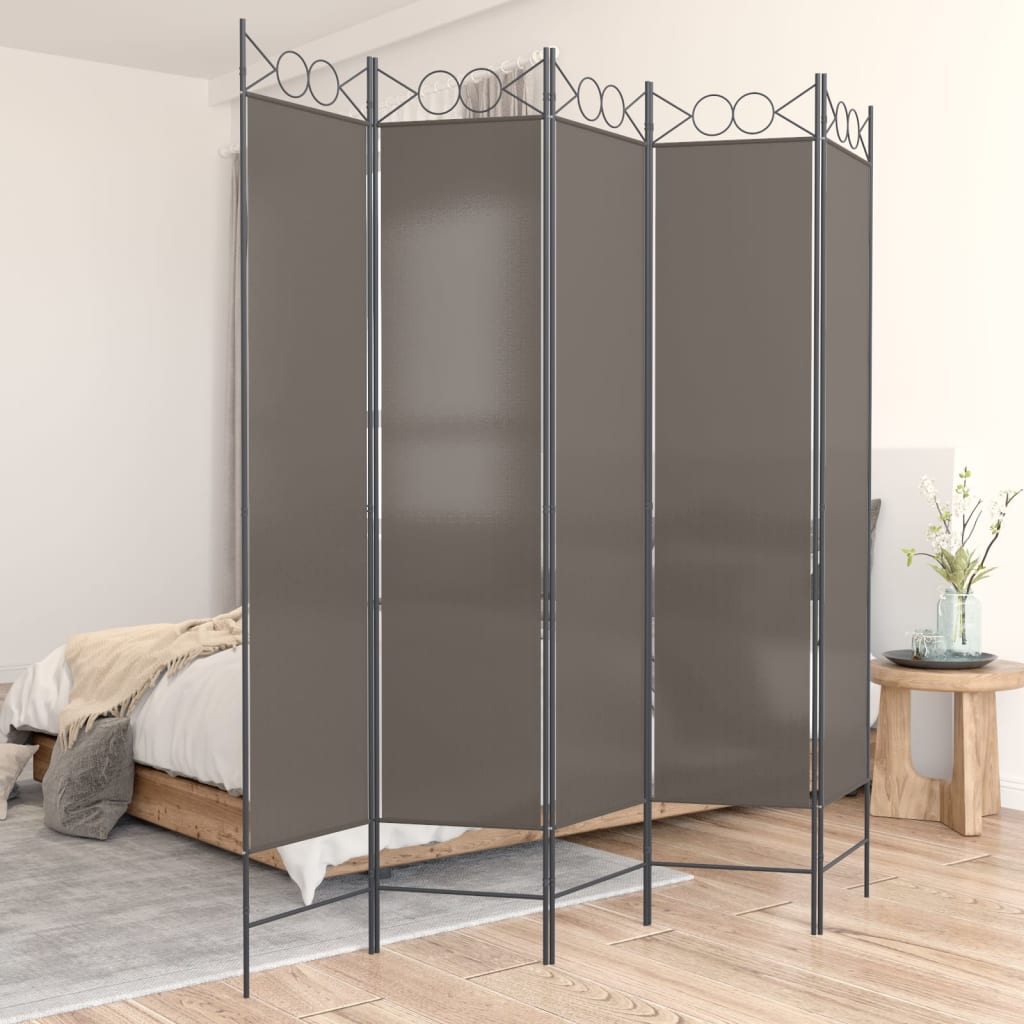 Kamerscherm met 5 panelen 200x200 cm stof antracietkleurig is nu te koop bij PeponiXL, paradijselijk wonen!