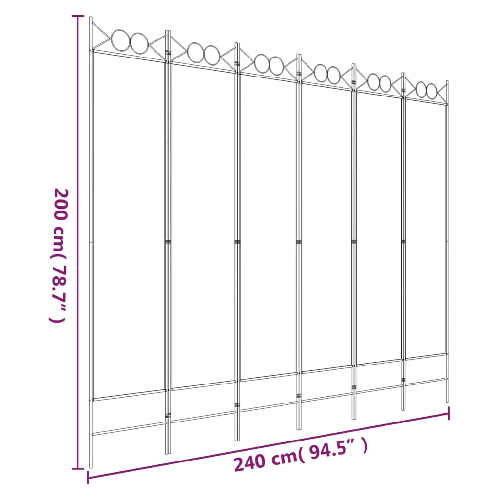 Kamerscherm met 6 panelen 240x200 cm stof wit is nu te koop bij PeponiXL, paradijselijk wonen!