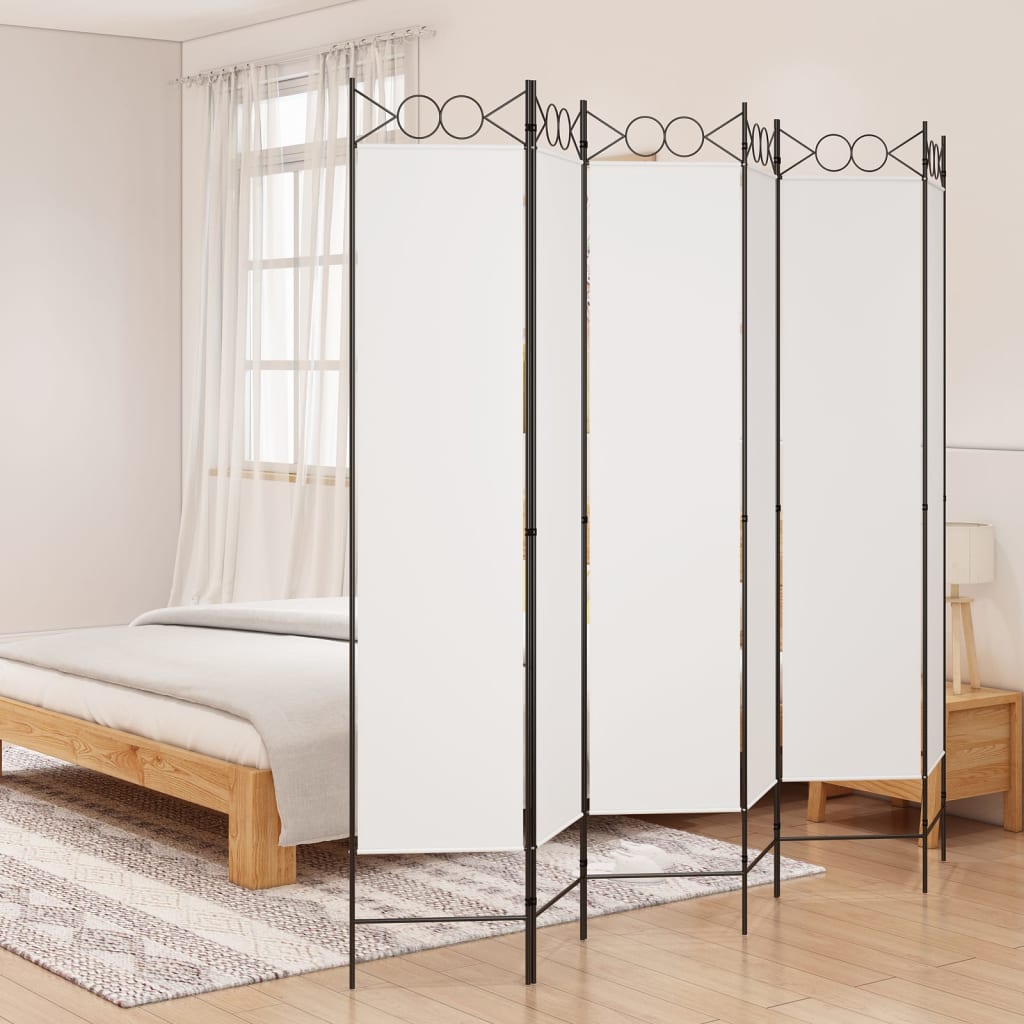 Kamerscherm met 6 panelen 240x200 cm stof wit is nu te koop bij PeponiXL, paradijselijk wonen!