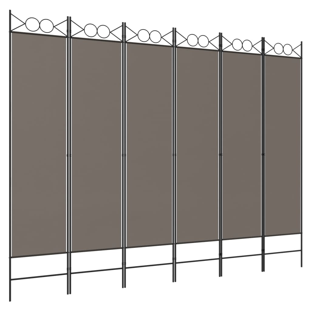 Kamerscherm met 6 panelen 240x200 cm stof antracietkleurig is nu te koop bij PeponiXL, paradijselijk wonen!