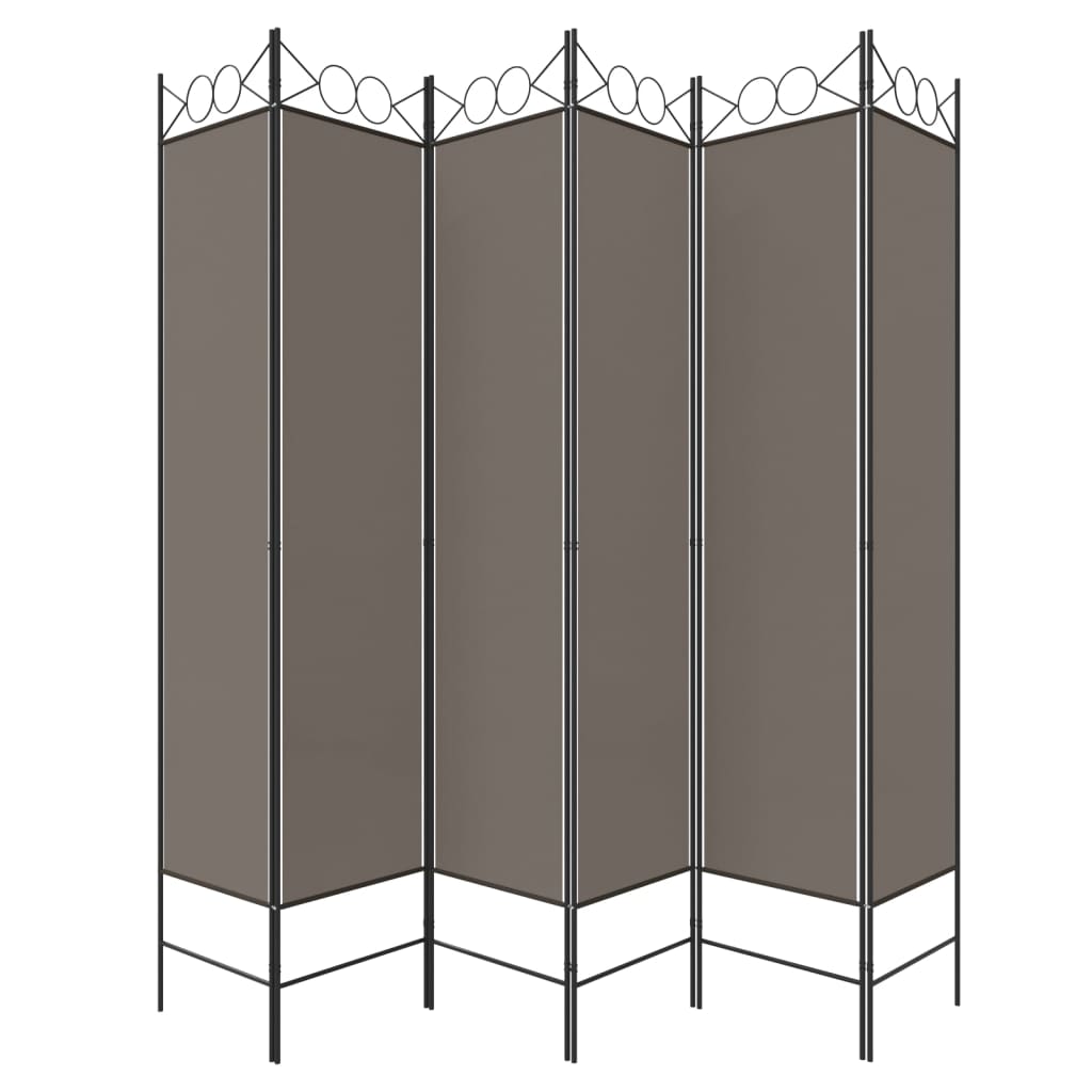 Kamerscherm met 6 panelen 240x200 cm stof antracietkleurig is nu te koop bij PeponiXL, paradijselijk wonen!