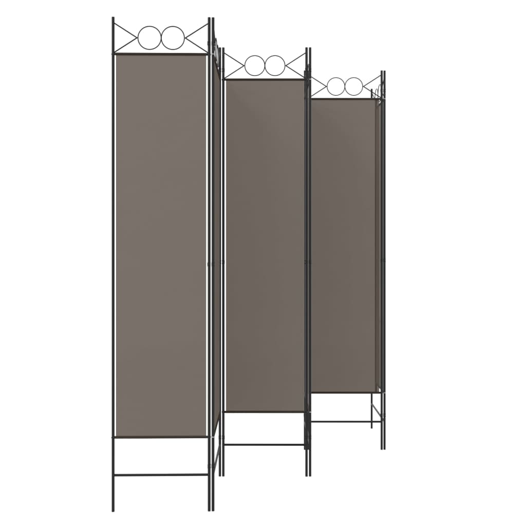 Kamerscherm met 6 panelen 240x200 cm stof antracietkleurig is nu te koop bij PeponiXL, paradijselijk wonen!